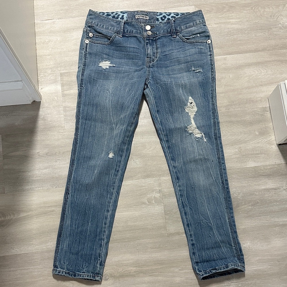 Express Straight Leg Blue Jeans-Size 0